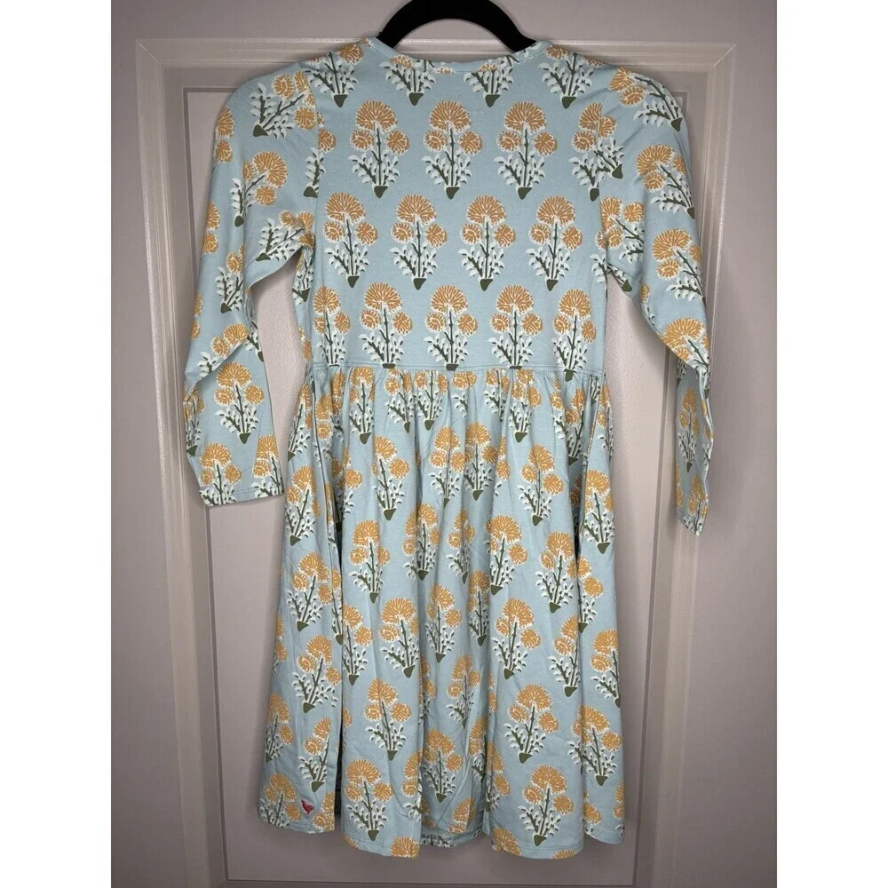 Pink Chicken Girls Long Sleeve Blue Floral Dress Size 10Y